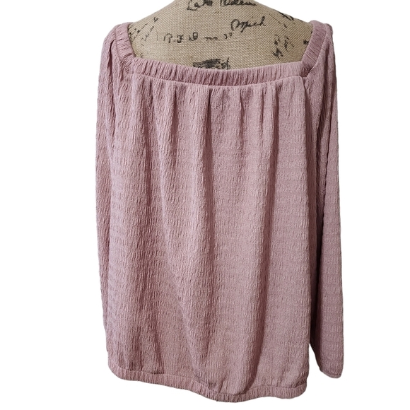 3/$25 IZ Byer Off-the-Shoulder Rose Square Neck Long Sleeve Blouse - 3X - Picture 3 of 8